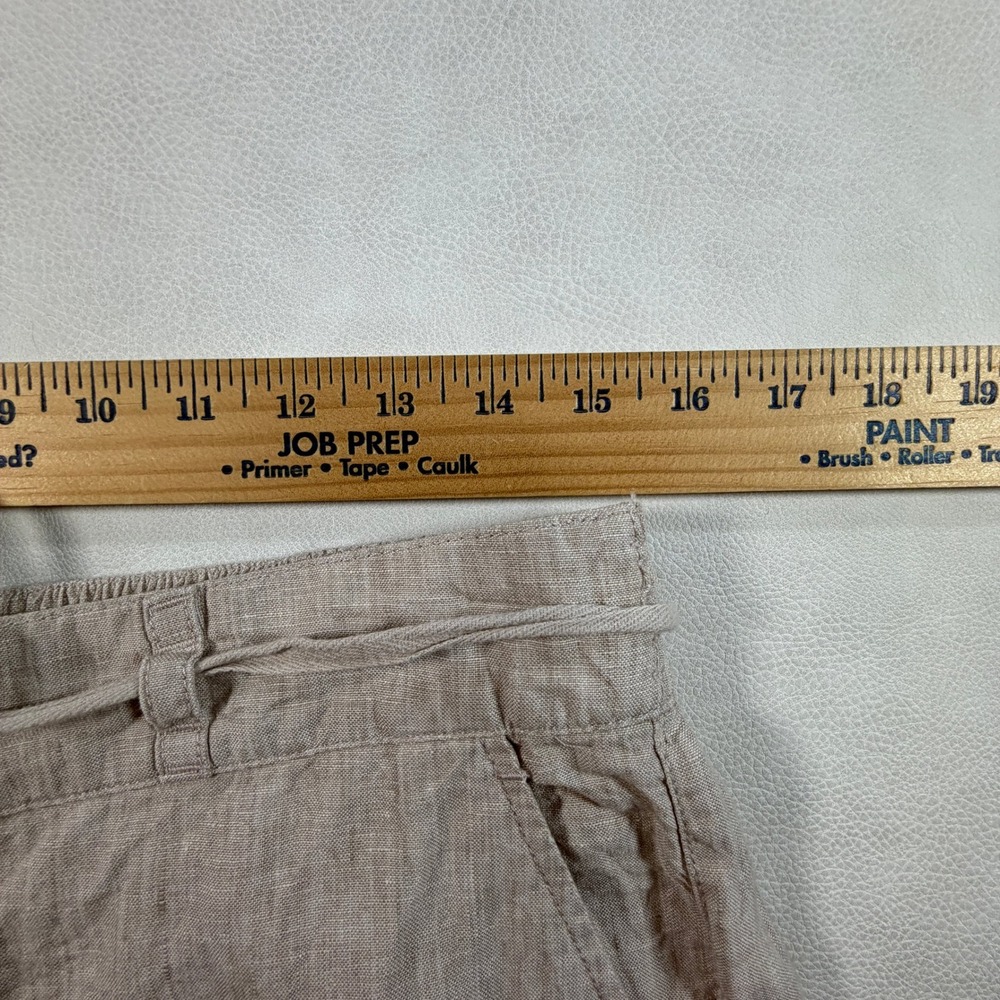 Halston Womens Large Oatmeal Beige 100% Linen Wide Leg Crop Size L - Picture 11 of 15
